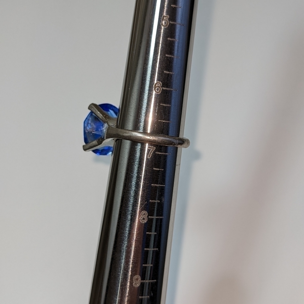 Blue Sapphire Silver Cocktail Ring - Picture 5 of 7
